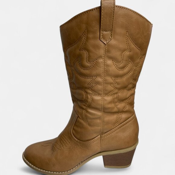 Charles Albert Women's Tan Brown Faux Leather Western Cowboy Cowgirl Size 8 - Picture 6 of 12